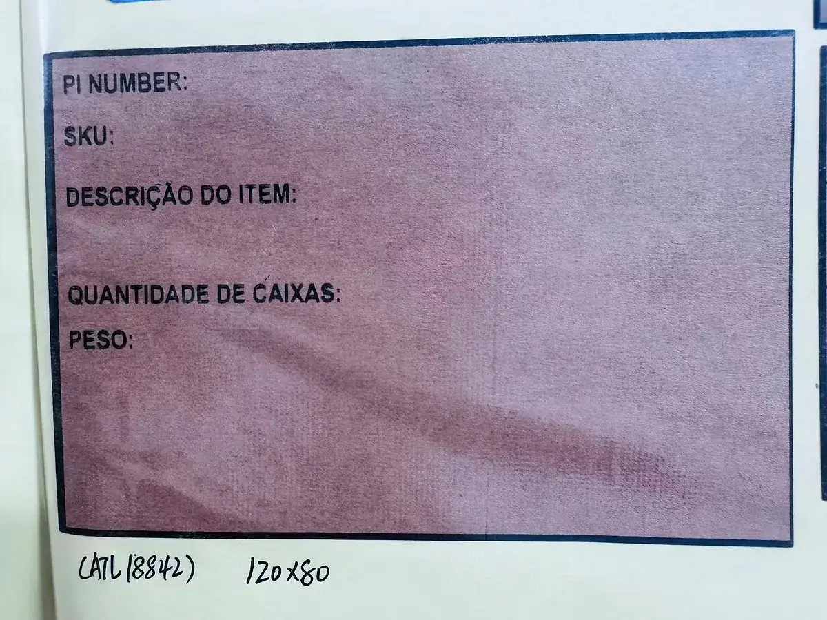 Real industrial product label sample with multilingual information fields