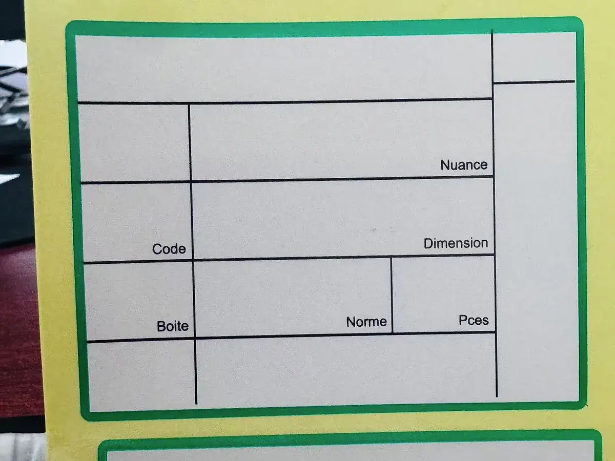 Real green-bordered packaging identification label sample